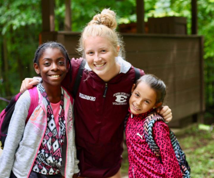 Three girls at camp
