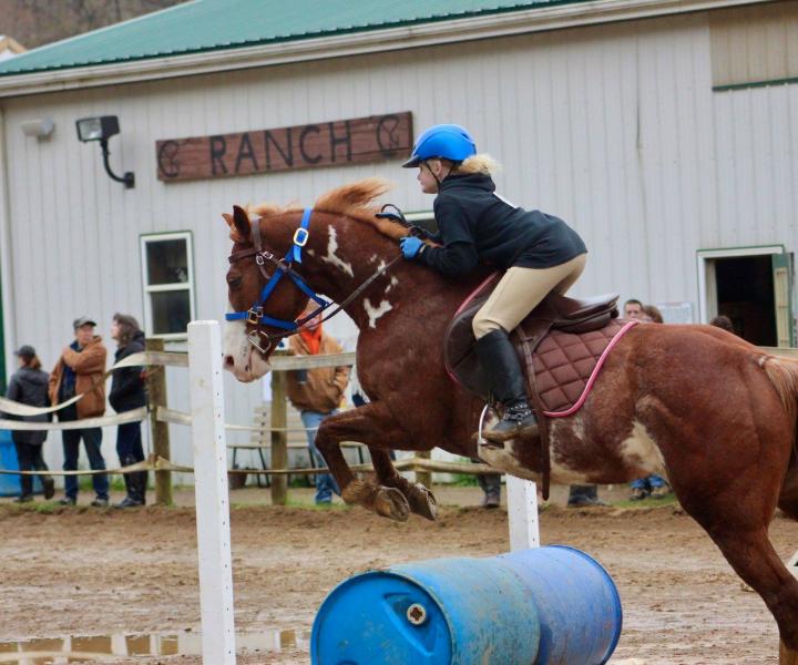 girl jumping horse
