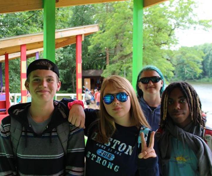 Teen campers at waterfront