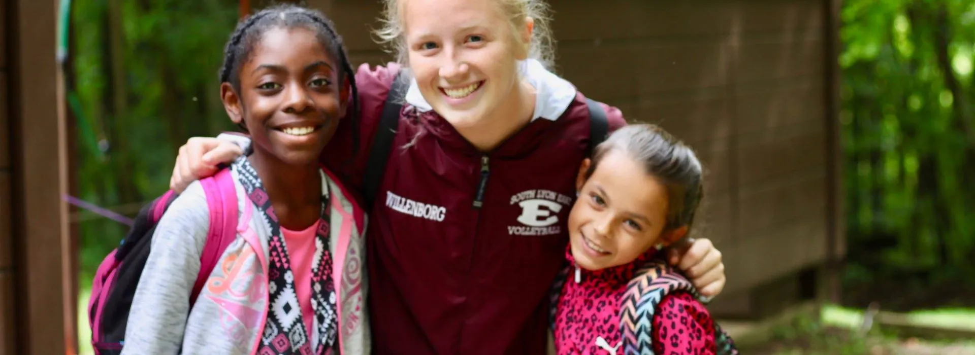 Three girls at camp